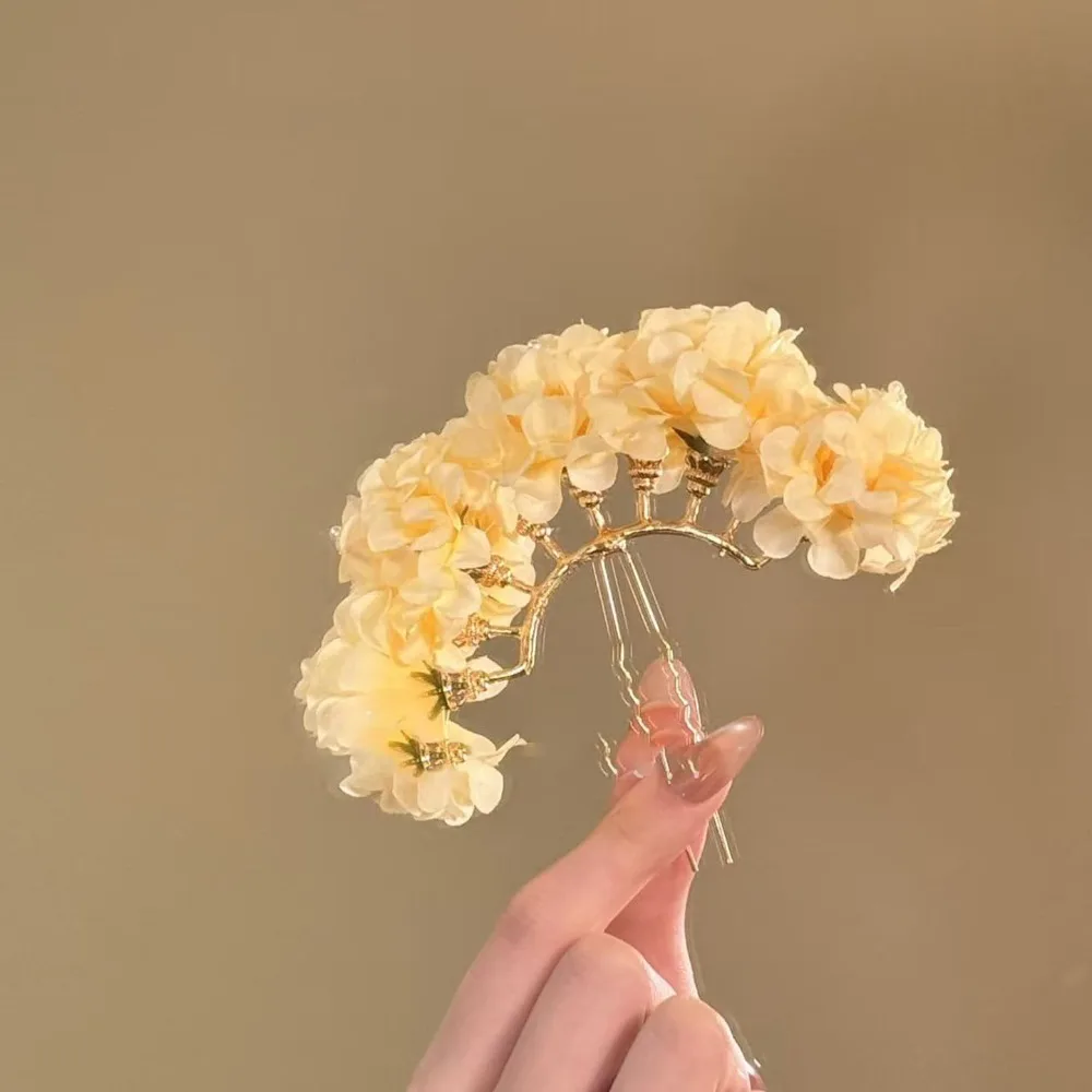 

Elegant Sweet Flower Hair Stick Bohemian Simulation Flower Thai Hair Fork Fairy Hairpin Chinese Style Side Clip Bridesmaid