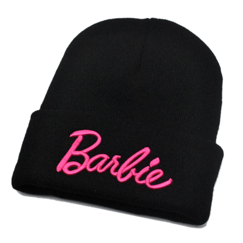 Barbie Hat Knitted Hat Cute Pink Pullover Hat Couple Ski Cap Kawaii Anime Accessories Winter Warm Women Christmas Gift Girl Toys