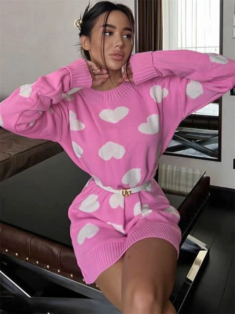 فستان قصير غير رسمي مطبوع من Tossy فستان نسائي فضفاض مضلع بأكمام طويلة فستان ملابس خروج للنساء فستان تريكو