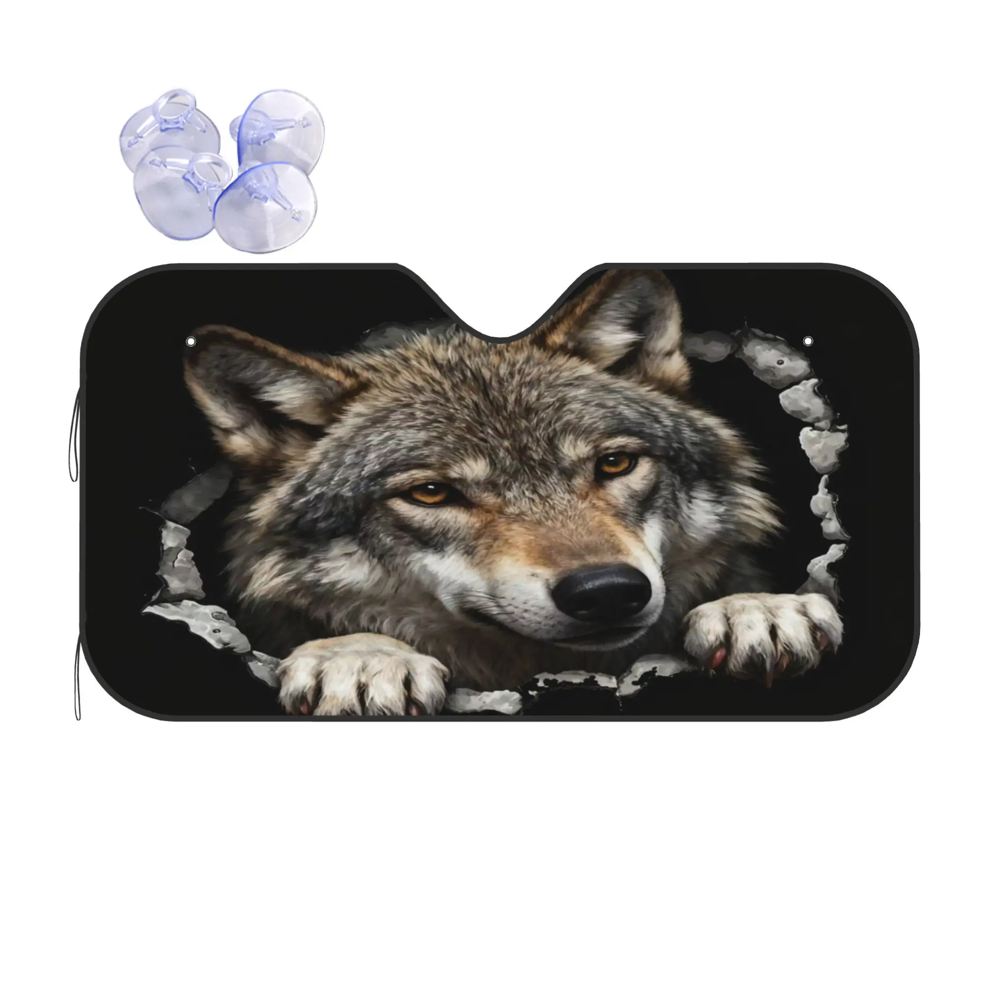 1pc Cute Puppy, Ultimate Reflective Car Sunshade, Thickened Insulation, Foldable Hollow Design, Mini SUV Compact, Including Stor