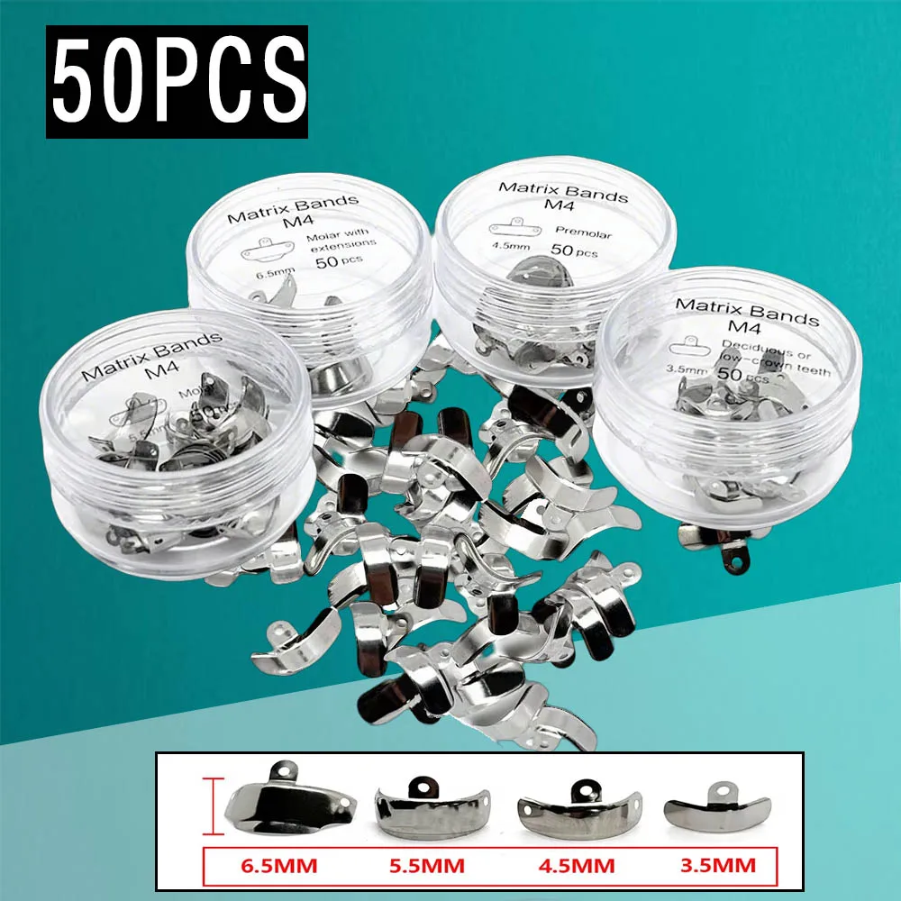 

50Pcs Dental Matrix Bands - Contoured Metal Matrices for Dentistry, High Hardness and Elasticity Matrix Strips, Oral Care Tools