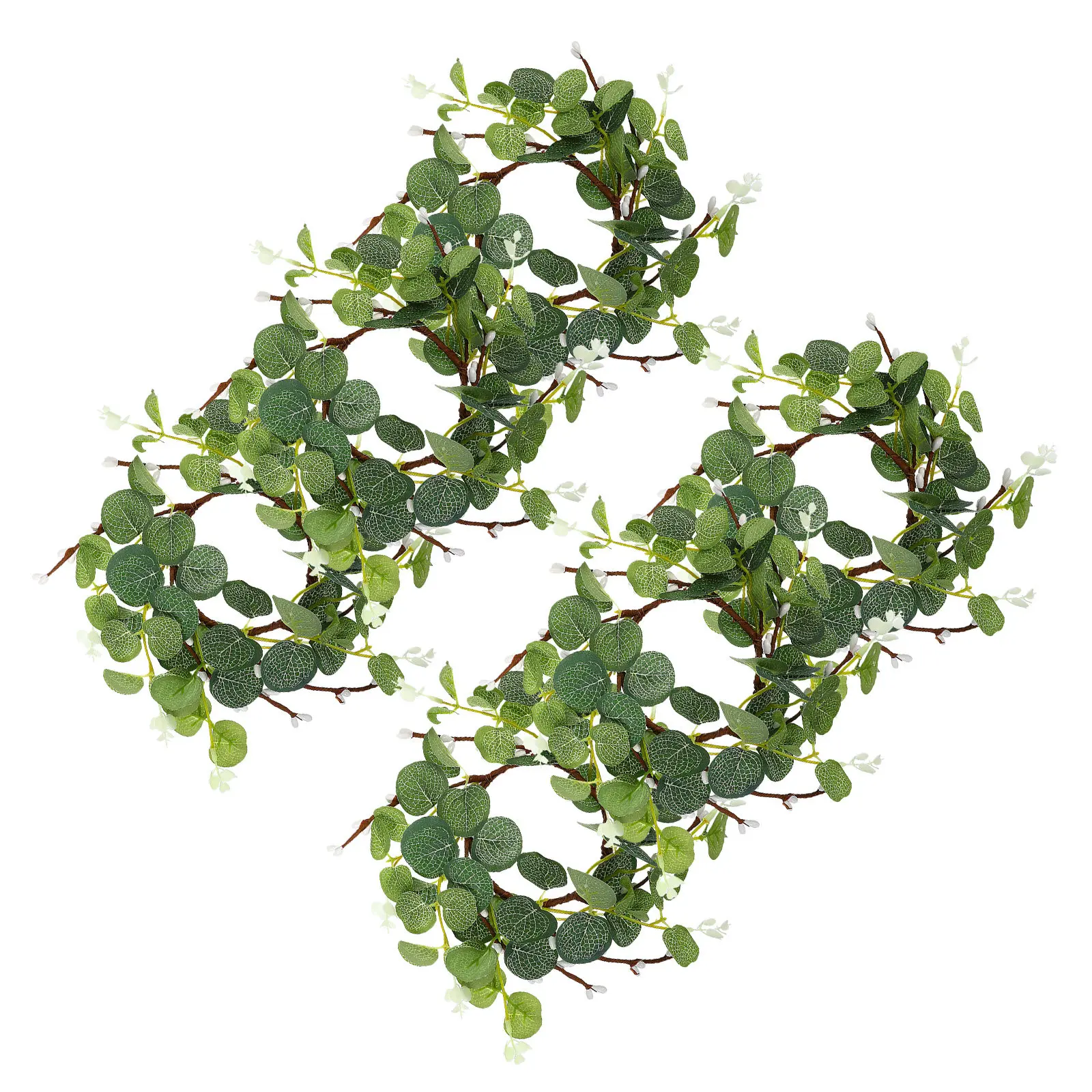 

6Pcs Mini Eucalyptus Wreath Artificial Vine Leaves Pillar Ring for Spring Summer Decor Wedding Table Centerpiece