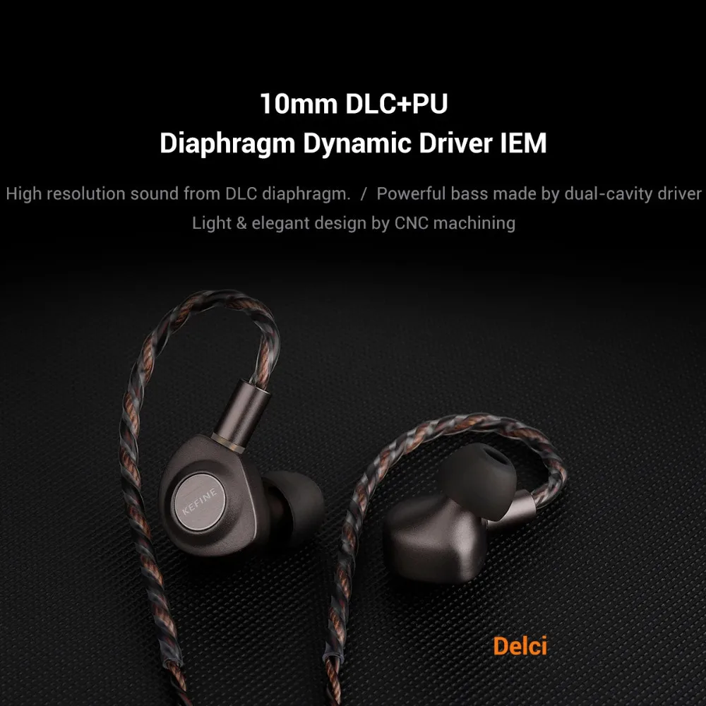 Imagem -04 - Kefine-delci Dlc Plus pu Diafragma Dinâmico Driver Iems Fones de Ouvido Cnc Metal 078 mm Destacável 2pin 35 mm Cabo 10 mm