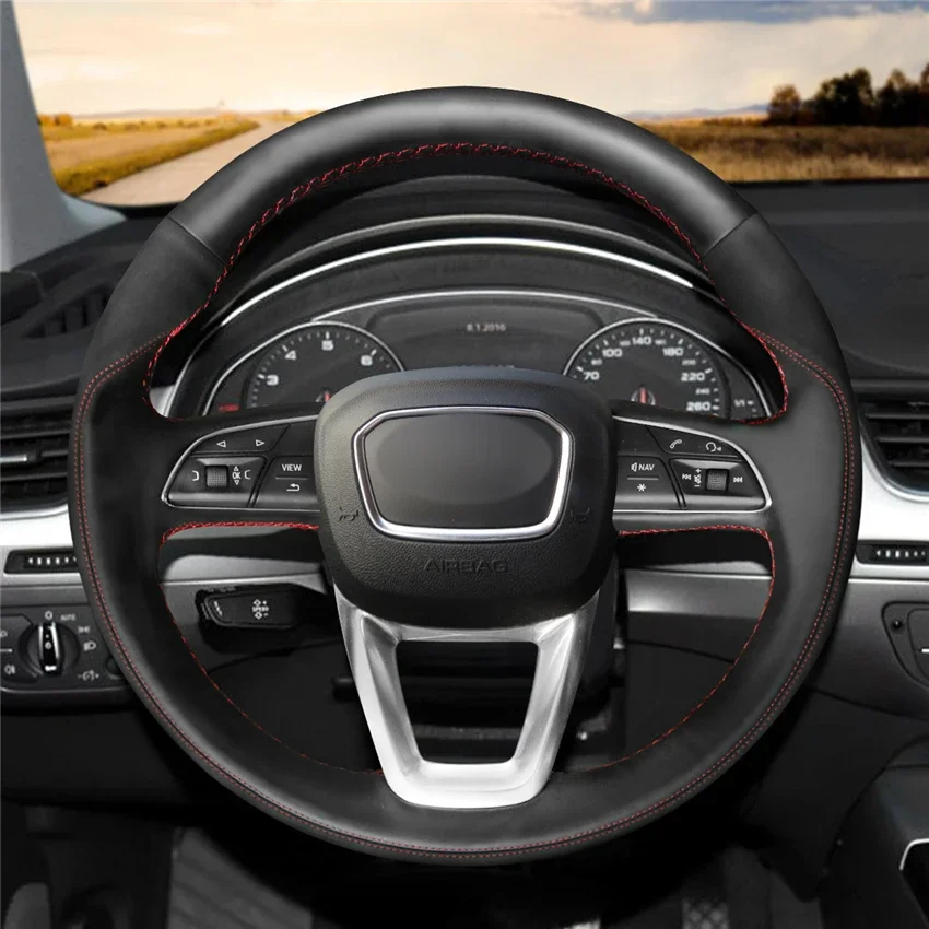 

Hand-Stitch Non-slip Leather Car Steering Wheel Cover for Audi Q7 2016 2017 Interior Accessories