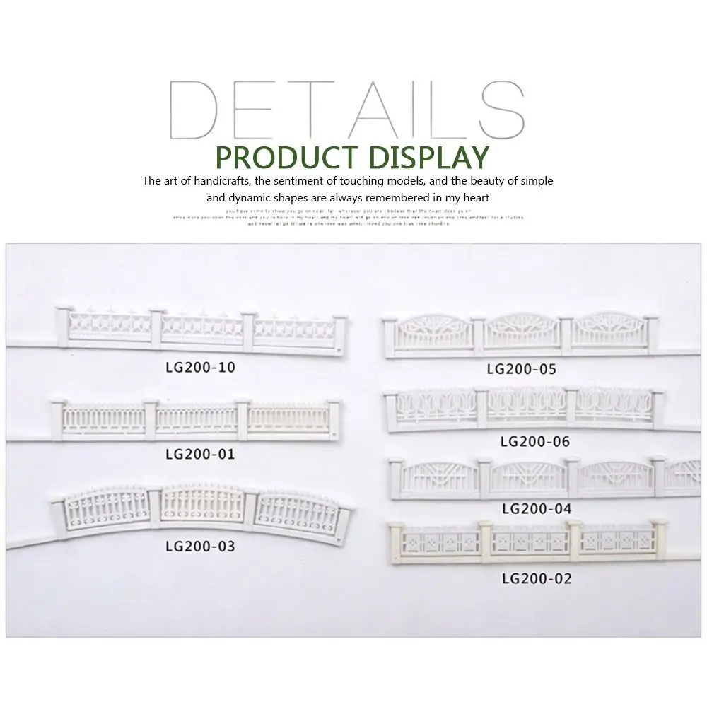 1:200 Scale Model Railway Building Multi Colorful White Color Model Railway Fence HO Scale 100cm Length Garden Fence Model