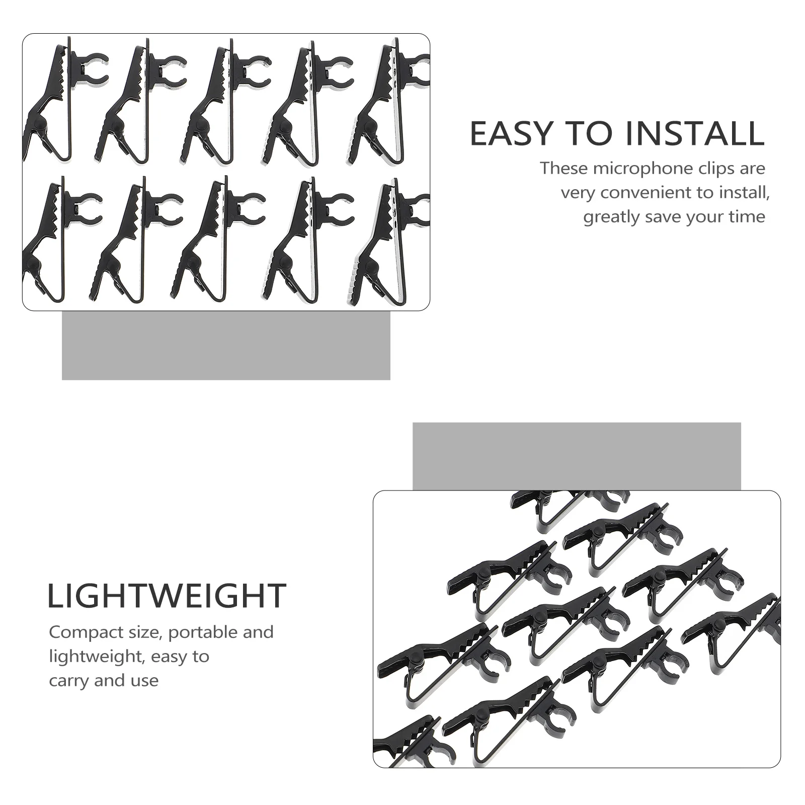 

10Pcs Lightweight Microphone Clip-on Holders for Secure Microphone Position