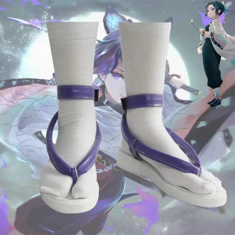 Anime Kochou Shinobu Cosplay Shoes For Hallowmas Carnival Adult Yaiba Purple Sandals