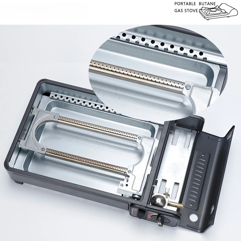 Outdoor Windproof Cassette Gas Stove Portable Camping BBQ Grill For Picnic Skewer Barbecue Cooking