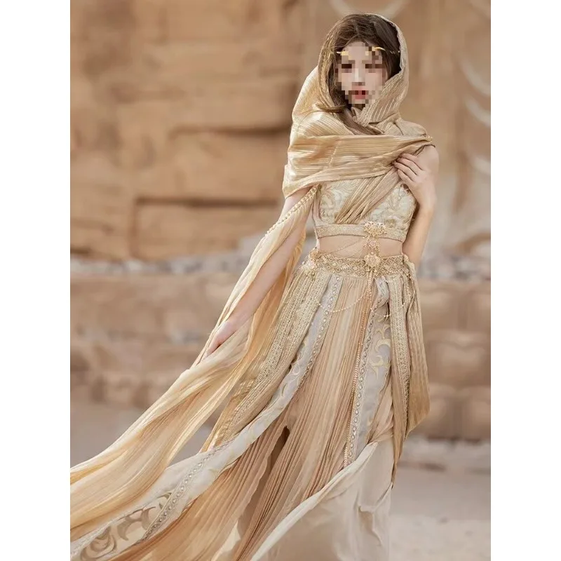 

Two-color Jinlin Hanfu female, exotic style travel photography Dunhuang Feitian skirt