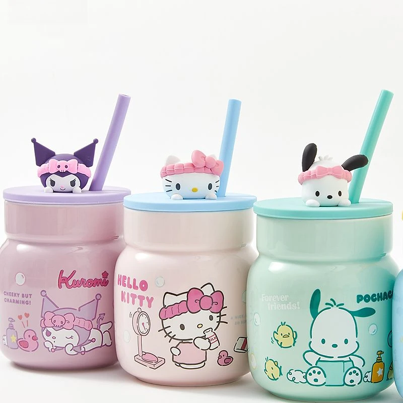 Cangkir air keramik Hello Kitty Cinnamoroll kreatif kartun Kawaii Kuromi Pochacco mode rumah cangkir air grosir