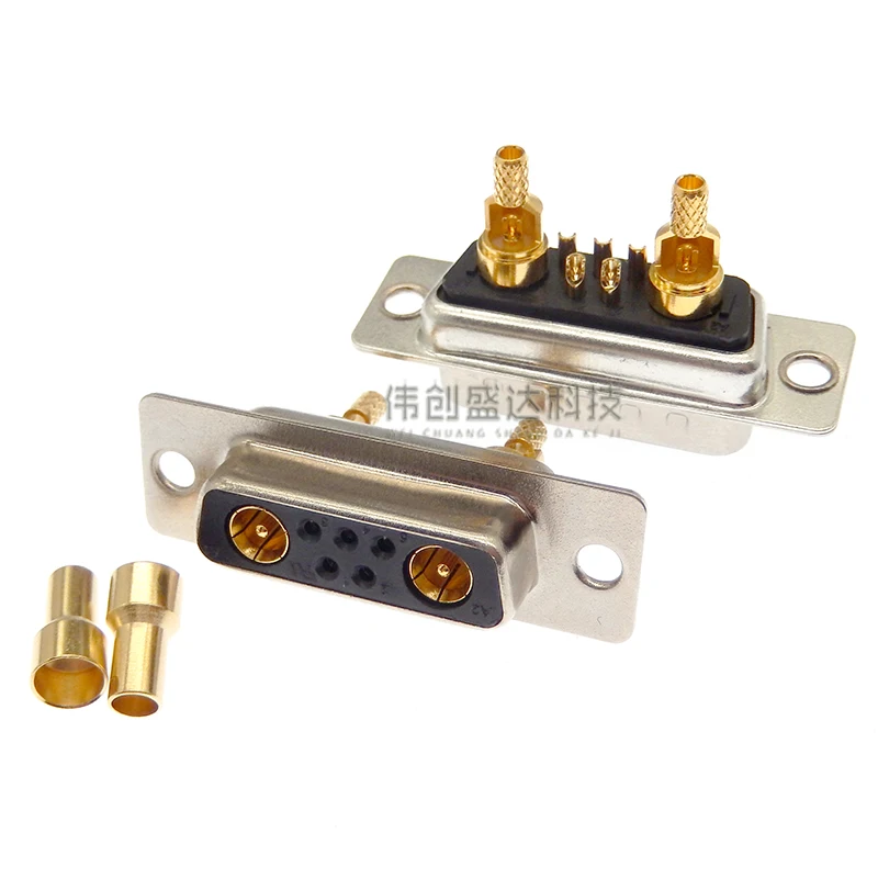 1PCS 7W2 30A Gold plated MALE FEMALE high current CONNECTOR D-SUB adapter solder type 5+2 plug jack high power 7 Power Position