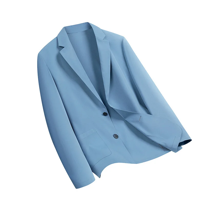 

Blazer Men Coat Turn Down Collar Thin Blazers Single Breasted Full Sleeve Evening Lightweight Work Casual Slim Fit Formal Spring