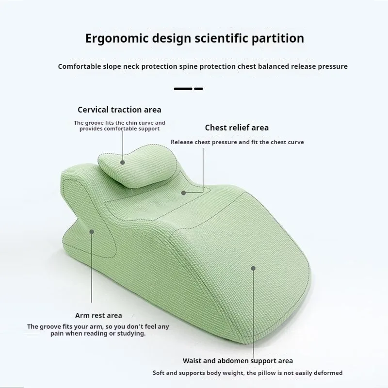 Face Down Pillow Home Massage Pillow Comfortable Ergonomic Bed Wedge Support Pillow Cushion with Neck Support for Sleeping