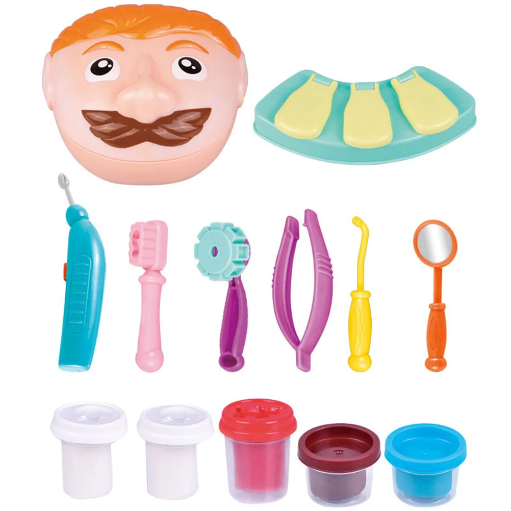 

1set Colorful Clay Toy Set Kids Mud Simulation Dental Tools Children Plasticine Mold Pretend Play Tooth Extraction Clay Model