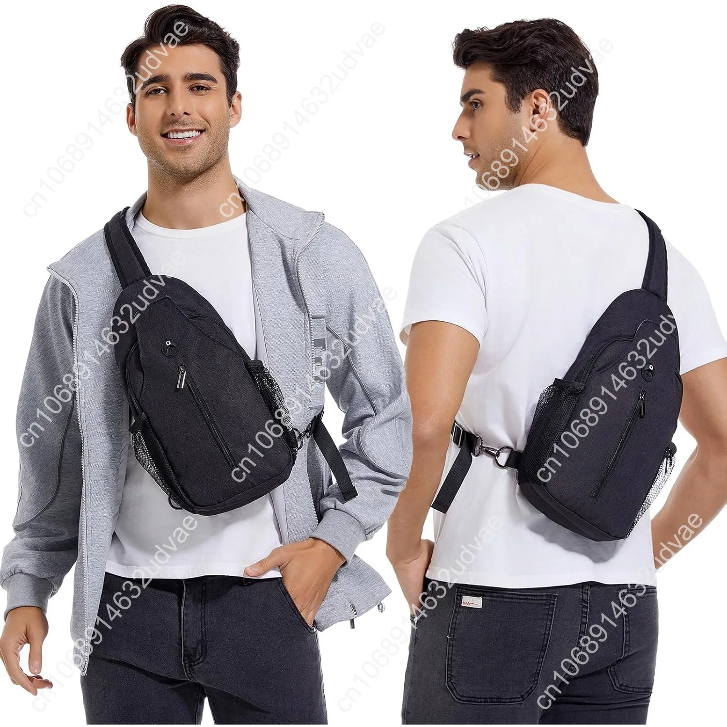VADOO Sling Backpack with RFID Blocking and Phone Holder on Strap for Men Women Crossbody Chest Bag for Travel Hiking