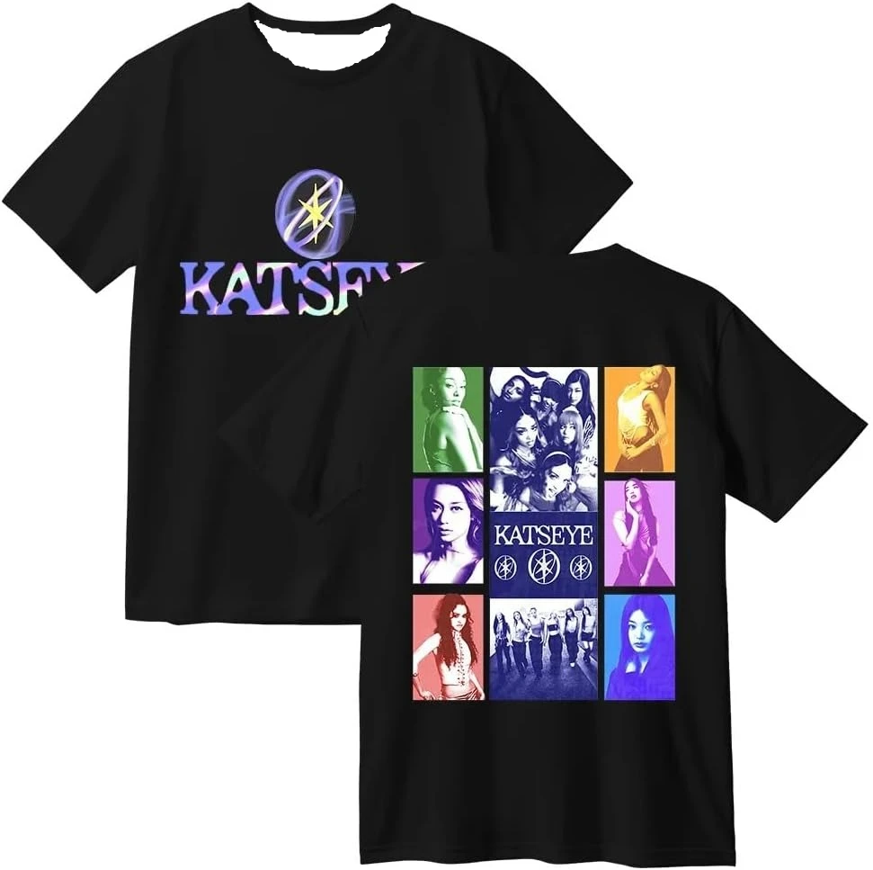 

Katseye Merch футболка с 3D принтом и круглым вырезом с коротким рукавом унисекс модная футболка Harajuku Y2k для мужчин и женщин повседневные летние топы