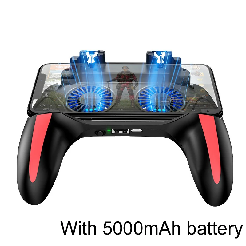 H10 Gaming Handheld Grip Game Controller Joystick Gamepad For Pubg Trigger Cooling Fan Cooler Phone USB powered 5000mAh battery