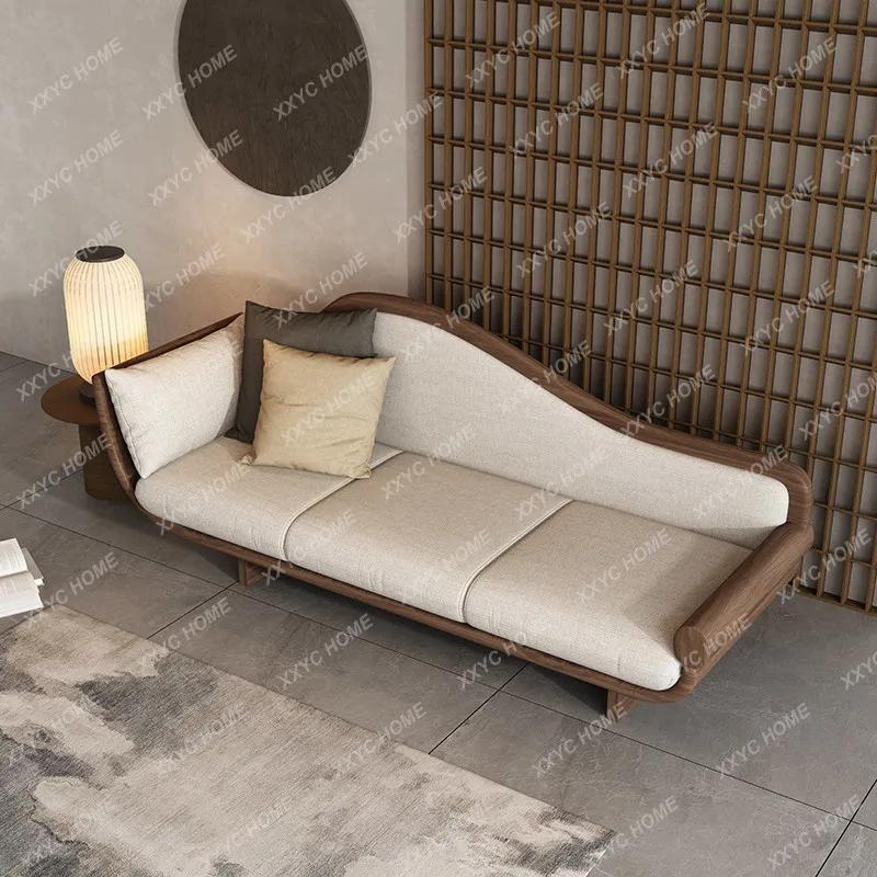 

Диван-кровать TT Zen Walnut Beauty в новом китайском стиле для отелей типа «беконсерв» и гостиниц, простая мебель из массива дерева