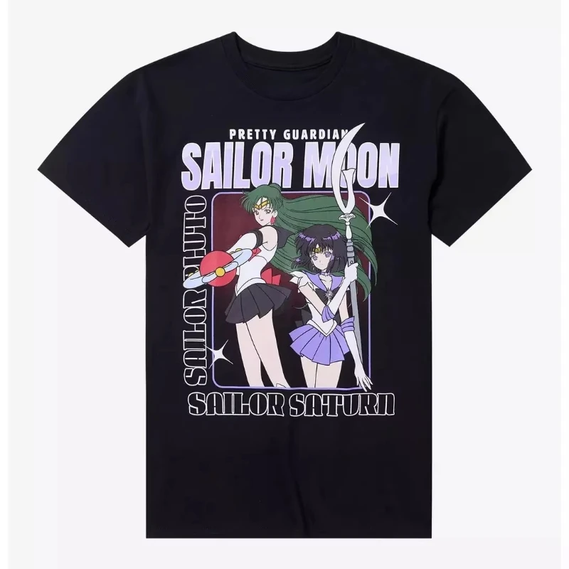 Sailor Moon Anime Saturn & Pluto bedrucktes T-Shirt für Herren und Damen, Herren-Top, Sport-T-Shirt, 2026 Sommer, neues T-Shirt