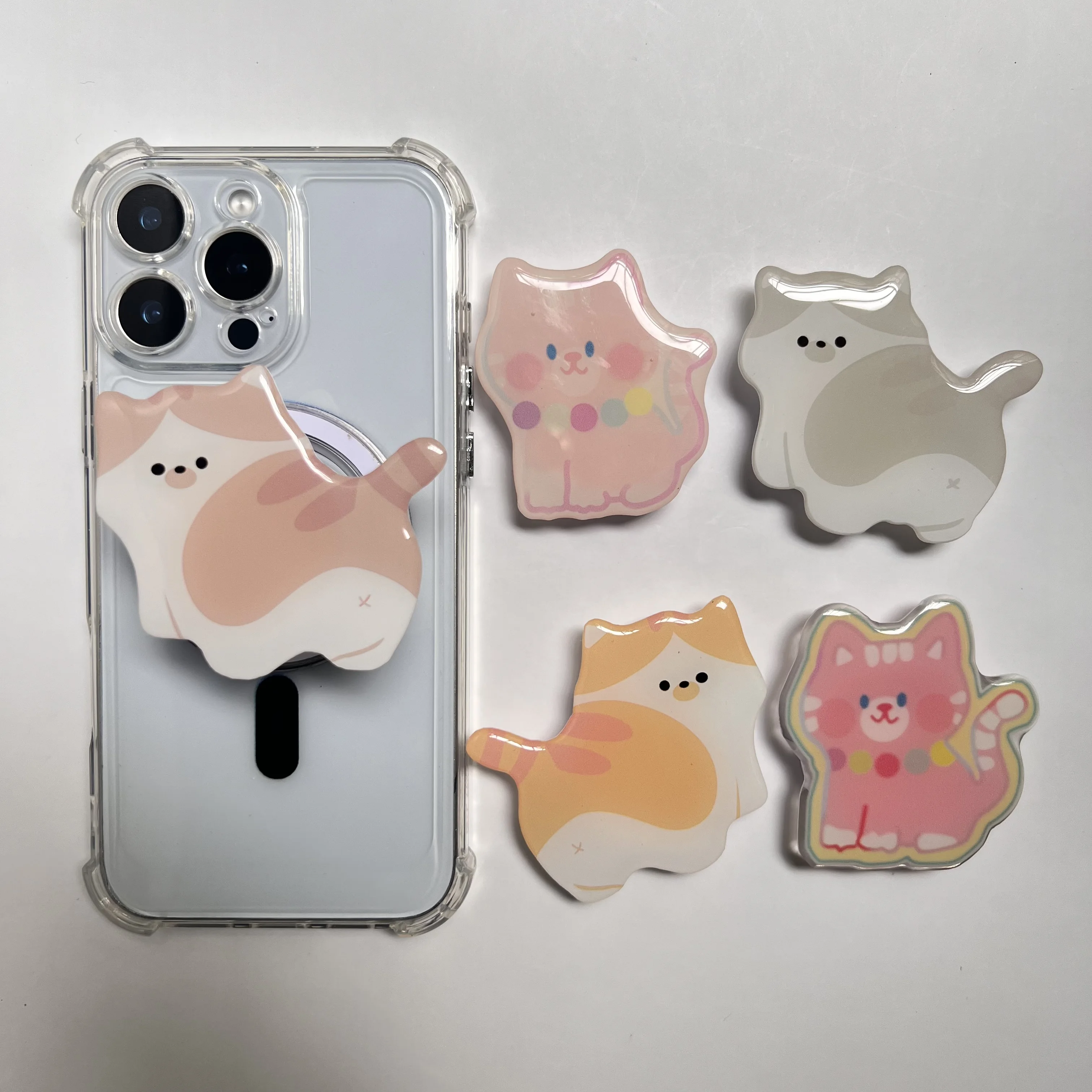 

Korean Cute Cartoon Pet Cat Phone Holder Griptok Support For IPhone Samsung Phone Case Grip Tok Socket Bracket Girl Gift