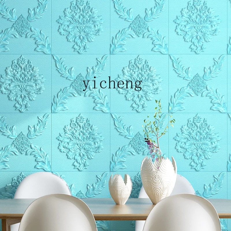 

ZK Simple 3D Self-Adhesive Wallpaper Renovation Living Room TV Background Grid Soft Pack Wallpaper