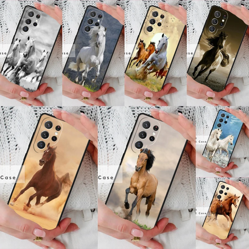 Horse Racing Run White Brown Animal CELL Phone Cover Case for Samsung Galaxy S26 Ultra S20 FE Note 10 S24 S23 S21 S25 Plus S22