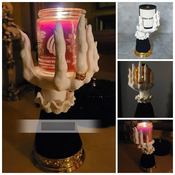 Witch Hand Candlestick Halloween Palm Candle Holder Gothic Decor Snack Bowl Stand Resin Ornament Halloween Decorations For Home