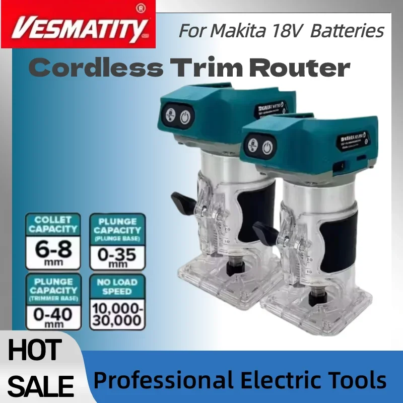 DRT50 Cordless Trimmer Rechargeable Slotting Tool for Woodwork Engraving Milling Portable Trimming Machine For 18V-20VBattery