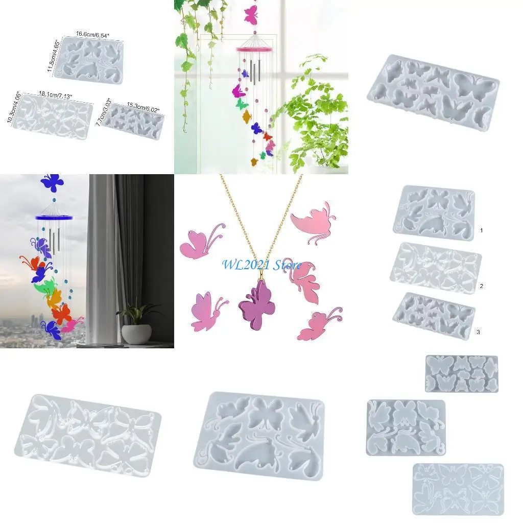 G5GC Sweet Butterfly Pendant Moulds Animal Crafts Epoxy Silicone Molds for DIY Brooch Wind Chimes Jewelry Making