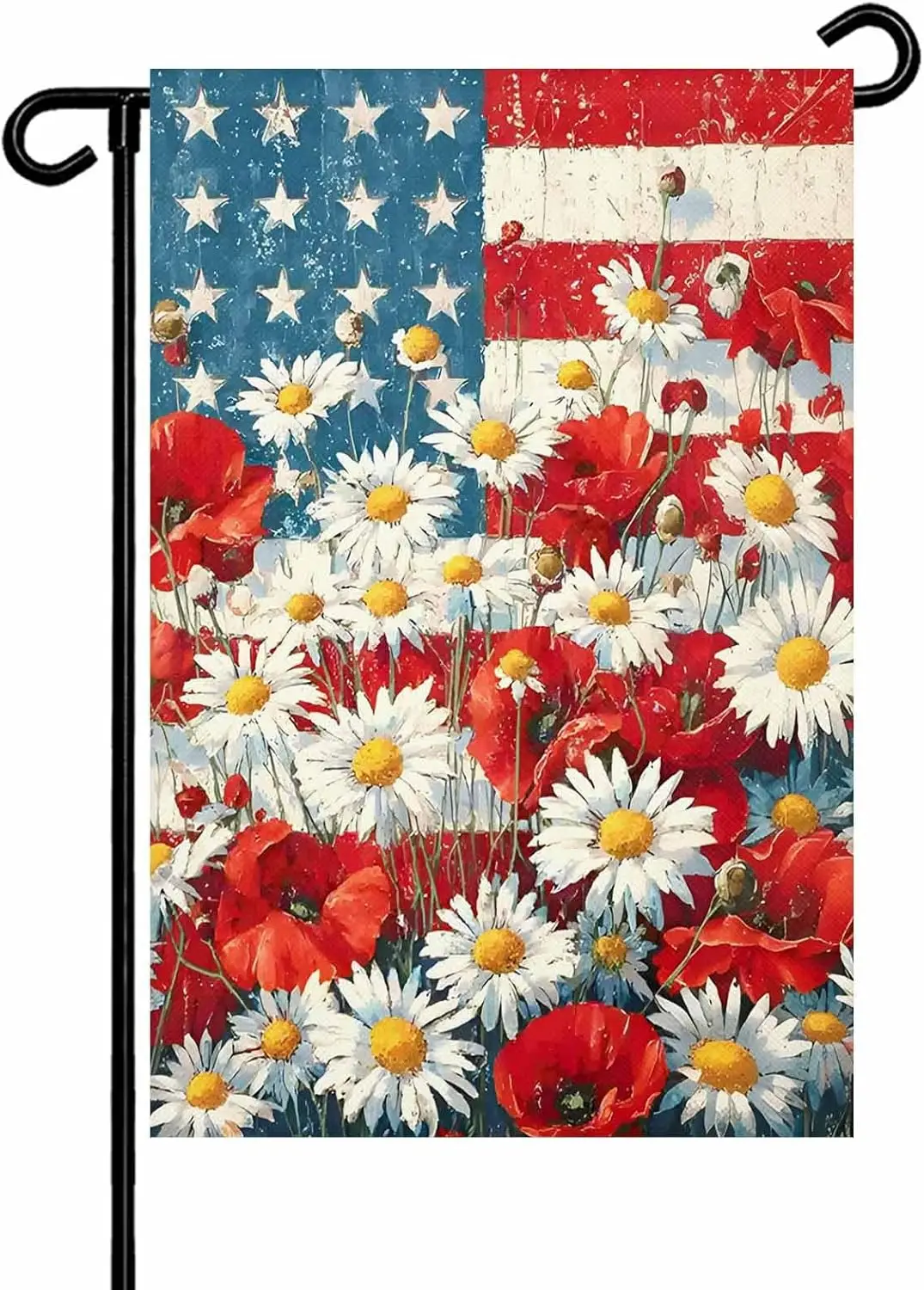 Independence Day Starflag Garden Flags 12x18 Inch Double Sided Welcome Yard Flags for Outdoor Decor Daisy Poppy Flowers Yard ZZM