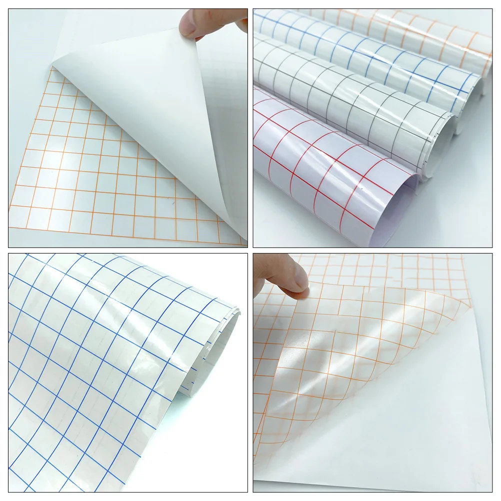 

4 Sheets Automobile Positioning Transfer Tape with Blue Grid Medium Adhesiveness Film for Vinyl Decals DIY Lettering Sticker