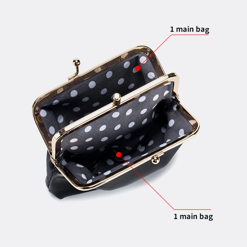 Women\'s Oil Wax Leather Mini Wallet ID Credit Cards Cash Coin Holder Case Organizer Purse with Kiss Button Closures Coin Purse