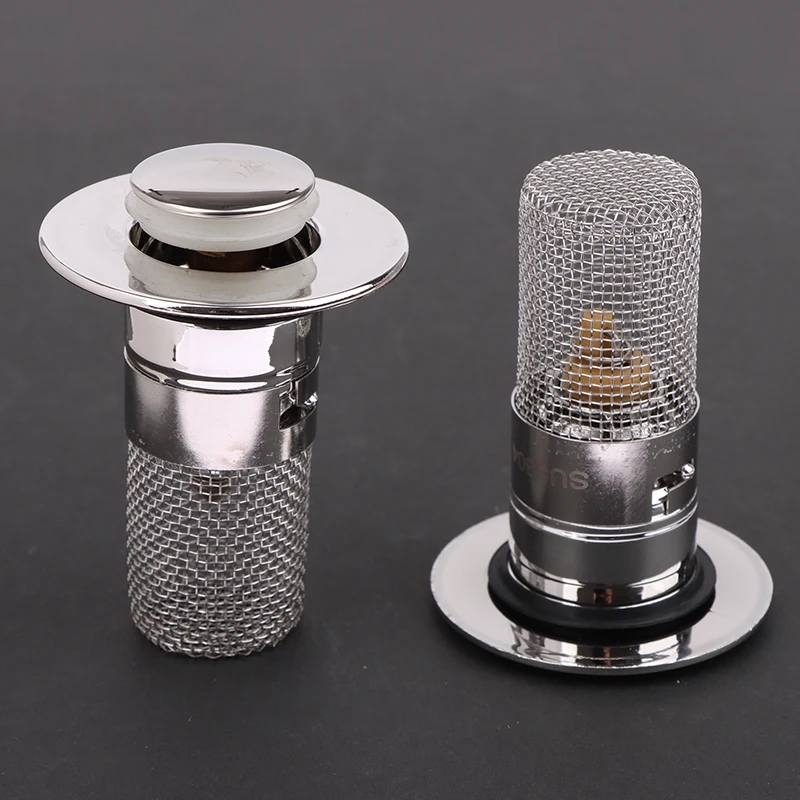 Bathroom Sink Plug Stopper Pop-Up Sink Drain Strainer Plug Universal Basin Core Drain Filter For 8cm Depth Shower Sink Filter