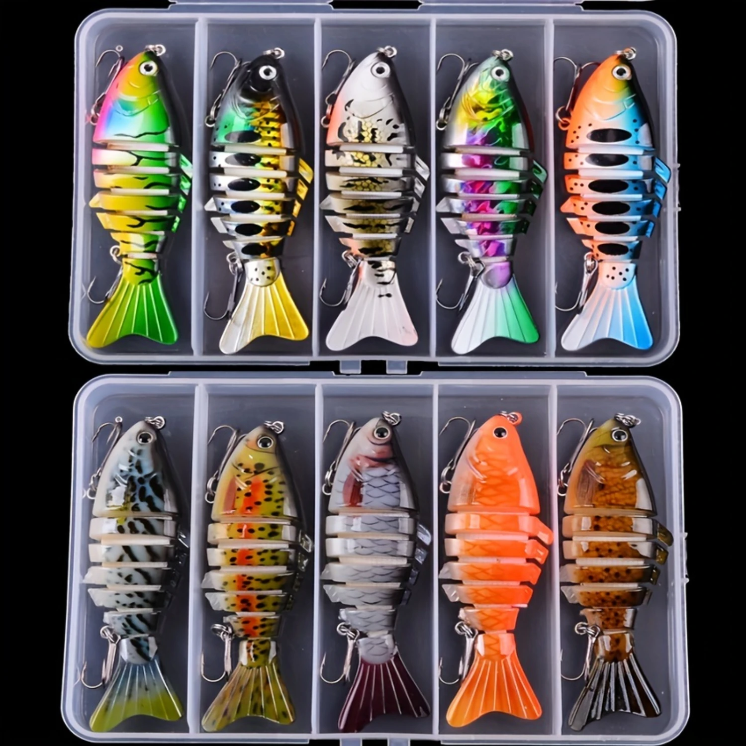 

5pcs/box Premium Multi-Section Sinking Swimbait Crankbaits Fishing Lures Set for Pike - Ideal for Freshwater and Saltwater Fishi