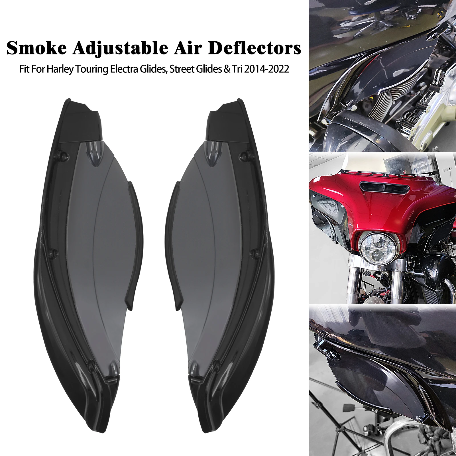 

Motorcycle Smoke Adjustable Batwing Fairing Side Wing Air Deflector For Harley Touring Electra Street Glide FLHX FLHT 2014-2022