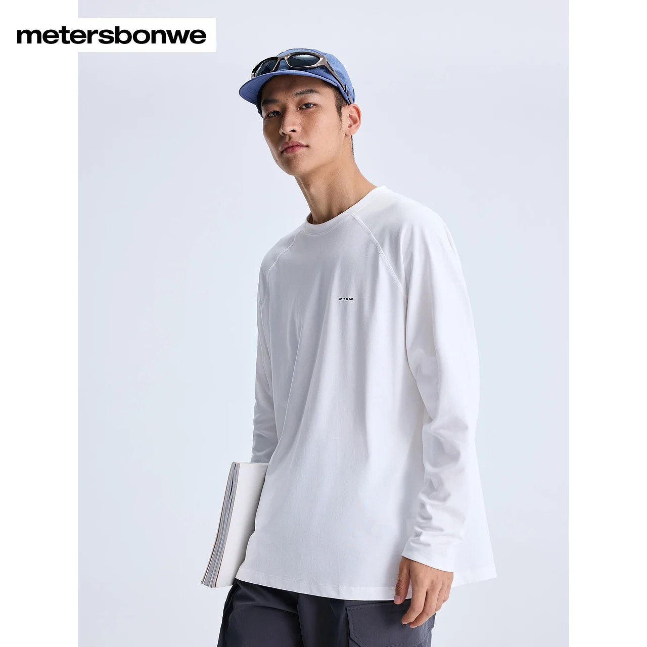 Metersbonwe-Camisa de manga larga con logotipo para hombre y mujer con estampado al aire libre, camiseta de secado rápido de Color sólido, camisetas cómodas Perennial