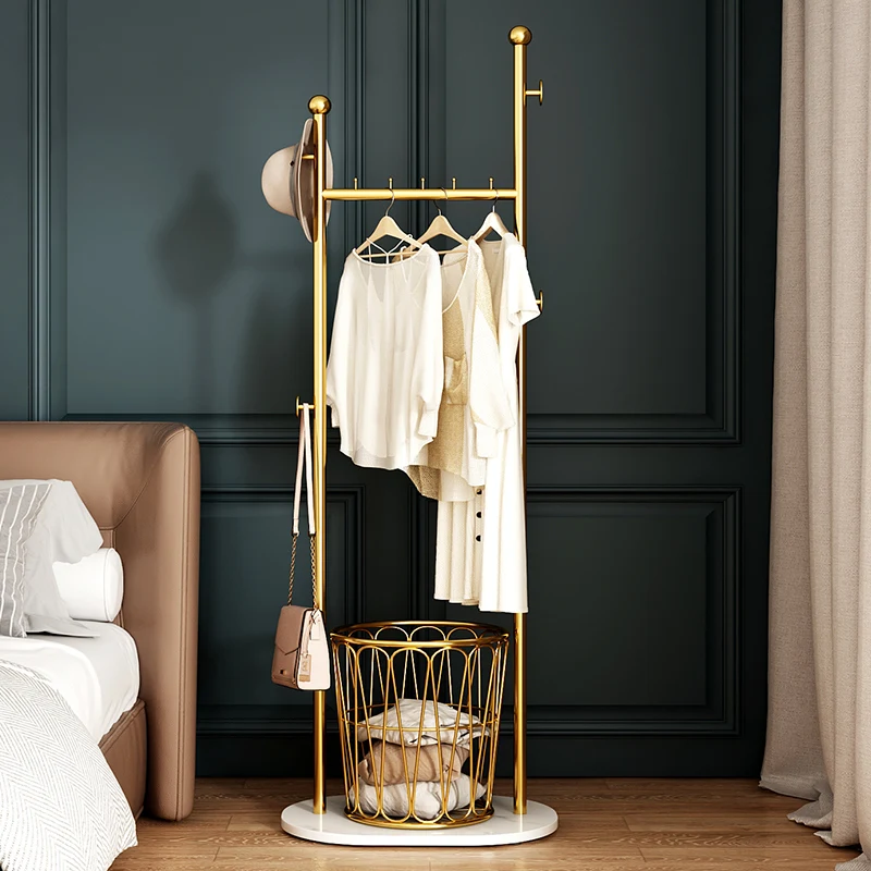 Nordic Rack Standing Clothes Hangers Hall Living Room Wrought Iron Coat Hanger Modern Golden Wieszak Na Kurtki Furniture WSW30XP