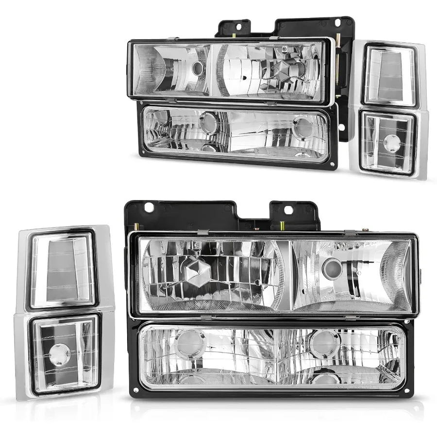 

Фара в сборе, совместимая с Chevy C K Series 1500 2500 3500 Tahoe Suburban Silverado 19941999. Хрустальная фара с кукурузой.
