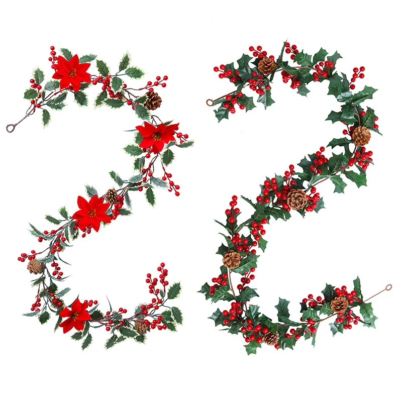 

175/200CM Berry Christmas Garland Artificial Garland Indoor Outdoor Xmas Garland Garland Decor For Home Holiday Decor Supplies
