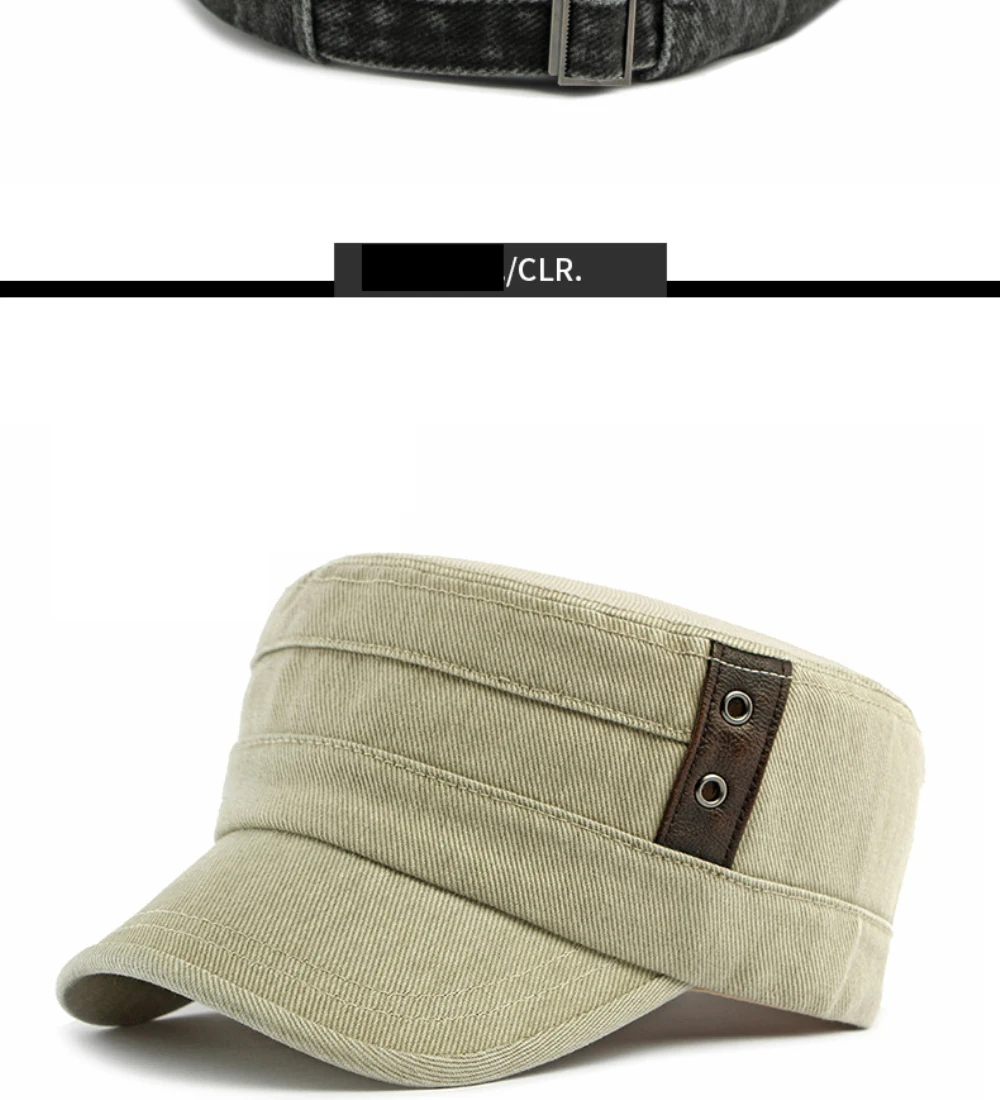HT5083 Hochwertige Baseballkappe für Herren und Damen, neu, für alle Jahreszeiten, 100 % Baumwolle, Baseballmütze für Herren und Damen, verstellbare Militärkappe mit flachem Oberteil – Detail 13
