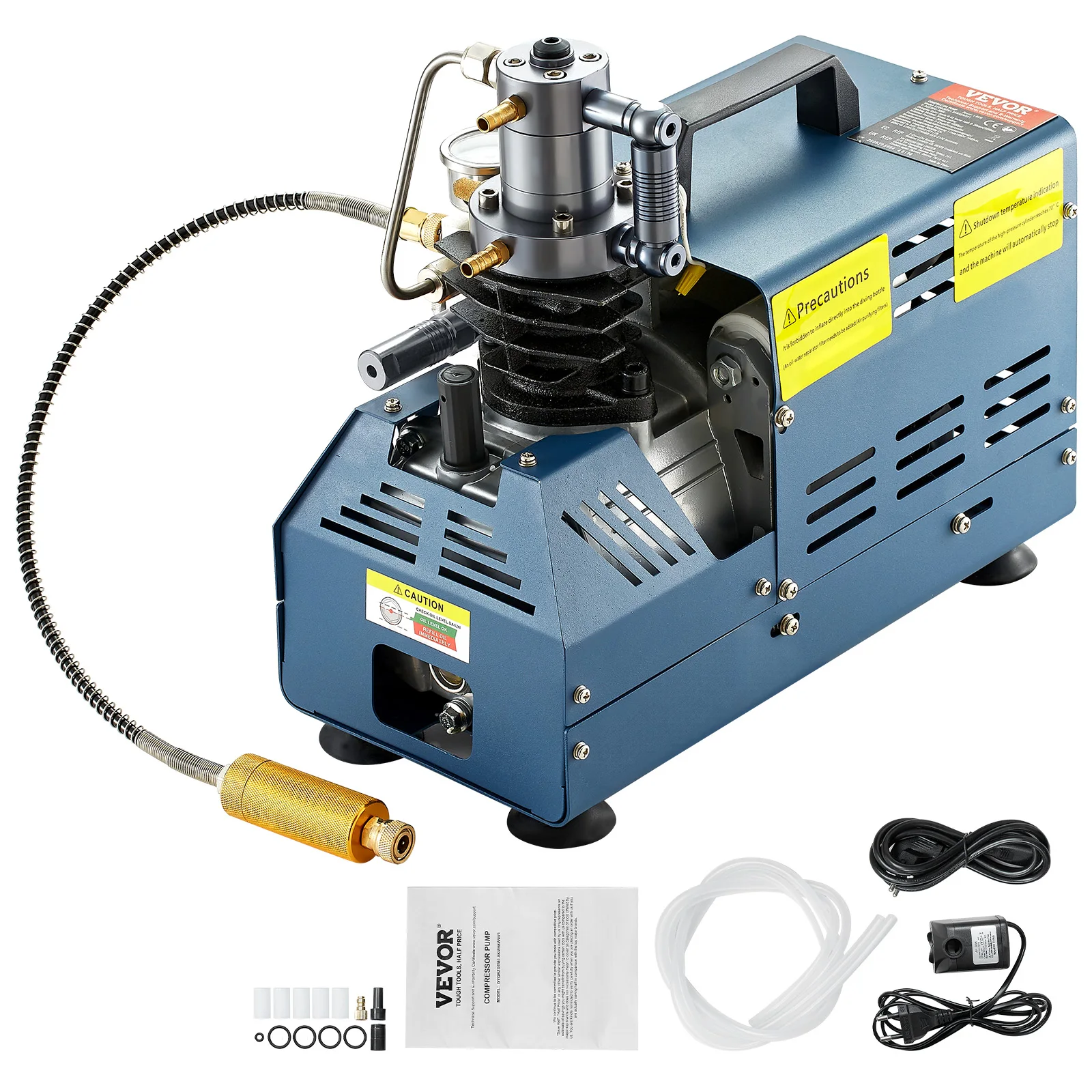 SucceBuy Pompa per compressore d'aria ad alta pressione 1800W 110/220V 4500PSI/300BAR/30MPA Compressore per fucile ad aria con arresto automatico per pistola