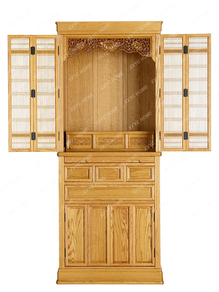 Armario de madera maciza con puerta, ropero de Buda de roble rojo puro