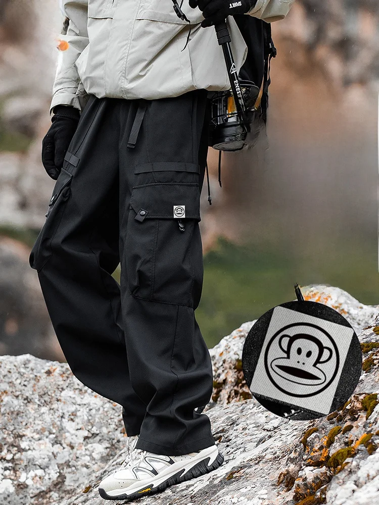 

Свободные повседневные мужские рабочие брюки прямого кроя в американском стиле, осенние новинки, молодежная мода, базовые цвета