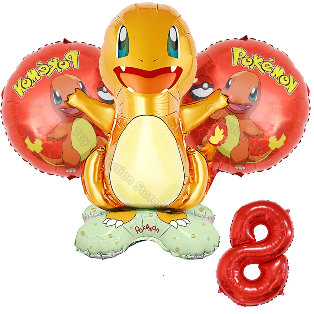 

Pokemon Charmander 4Pcs Shaped Aluminum Film Balloon DIY Event Prop Decoration Party 18in Round Helium Ball Festivel Baby Shower