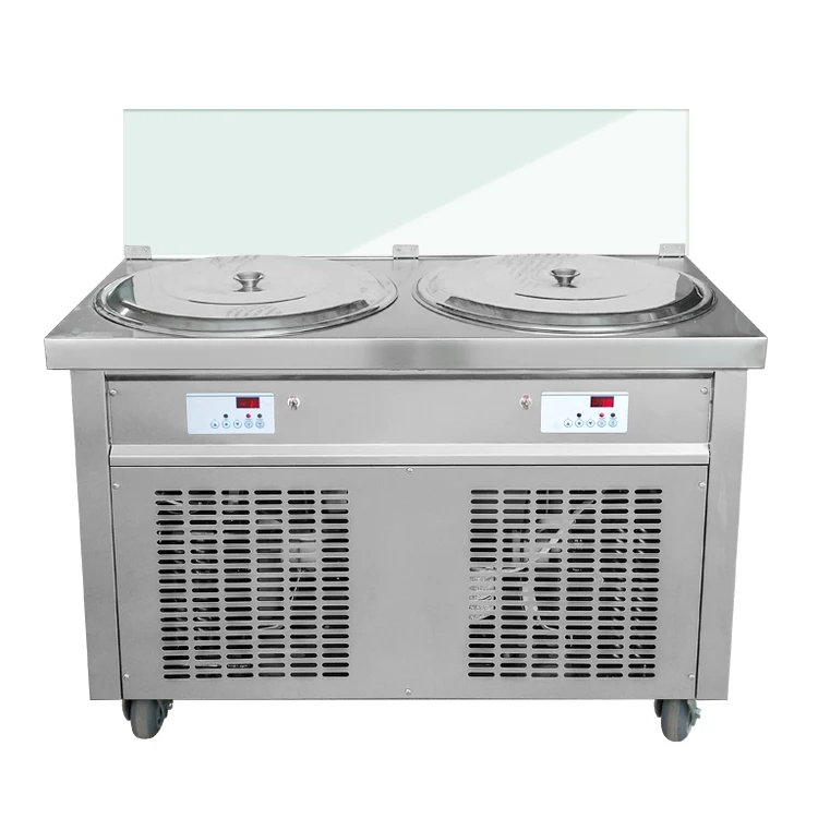 Kolice Double Flat Round Pan Ice Fry Machine /ice Frying Making Machine /roll Ice Cream Machinewith NSF CE ETL
