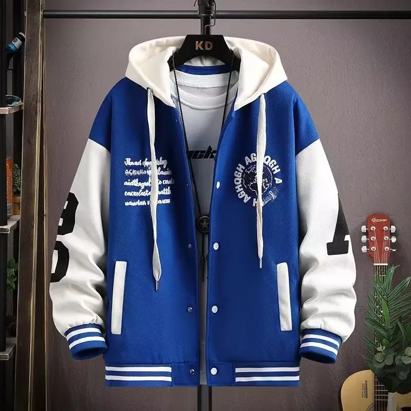 2023 New Men's Hooded Sweatshirt Cardigan Autumn Season Stylish High School Middle School Boys Baseball Uniform