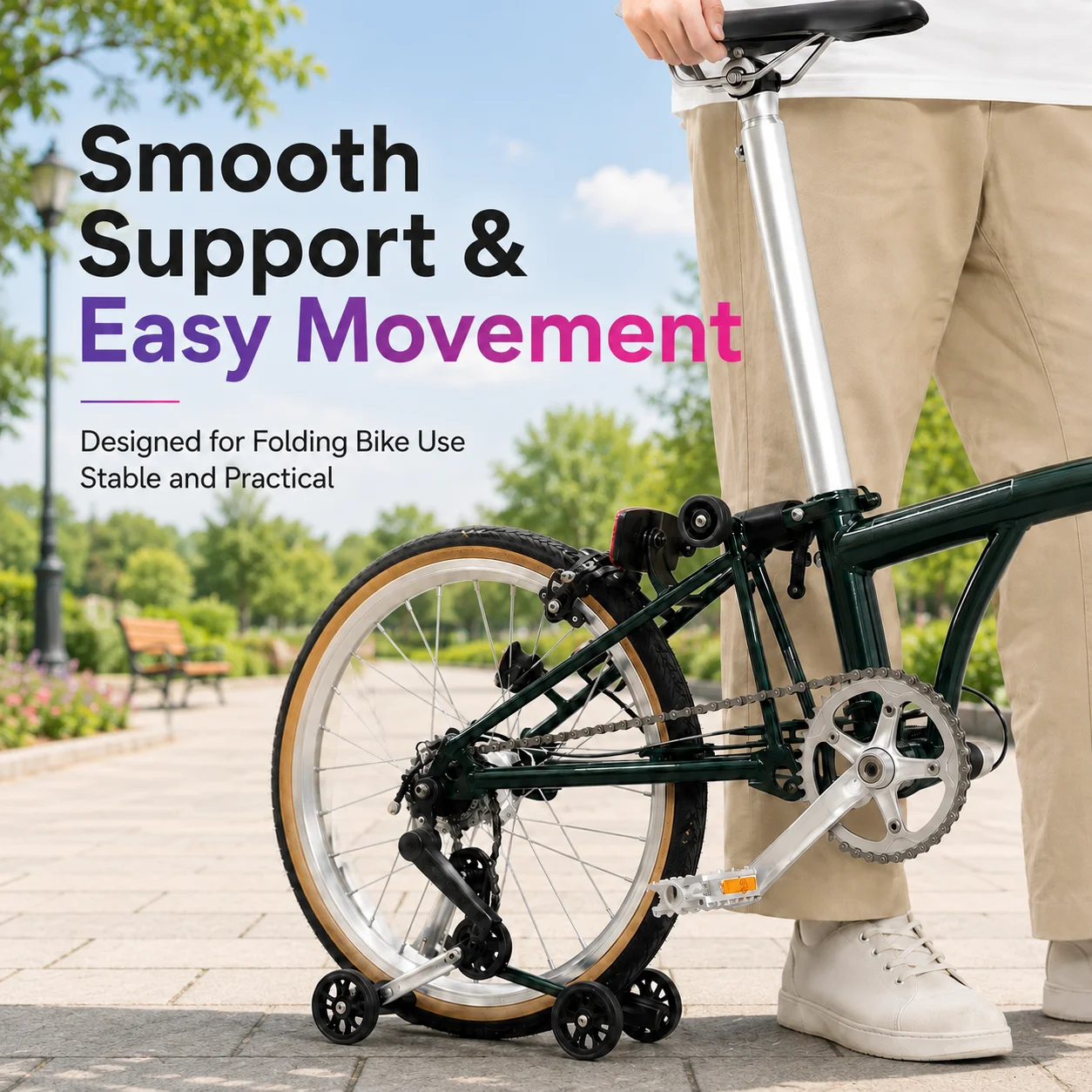 VXM 80MM Faltbares Fahrrad Easywheel, großes Easy Wheel aus Aluminiumlegierung, modifizierte, gedichtete Lager-Schubräder für Brompton – Detail 6