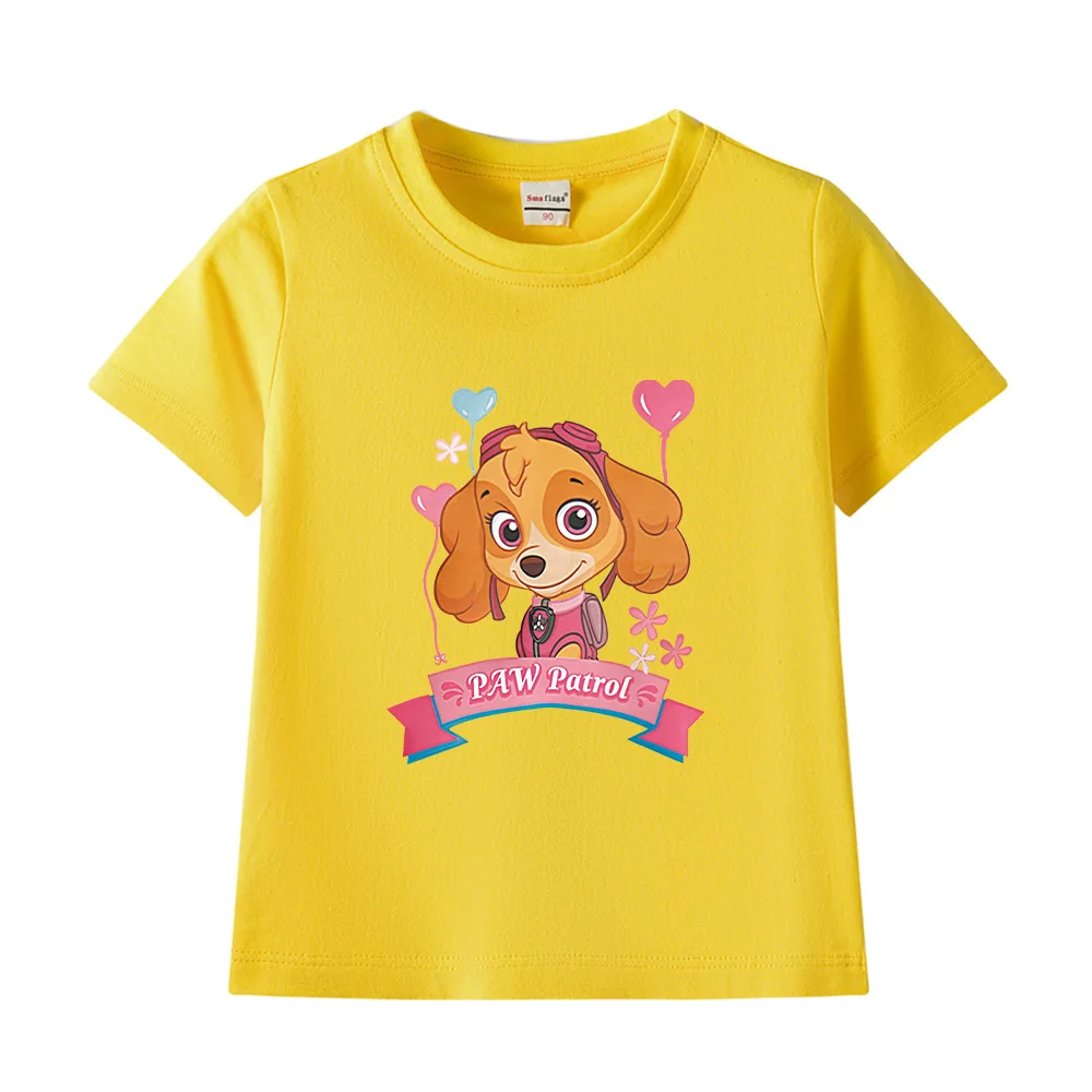 Paw Patrol Cotton T-shirt for Chlidren Girl Clothes Spin Master Shirt Kids Clothing for Boys Tops Anime Printed Fashionable Tees