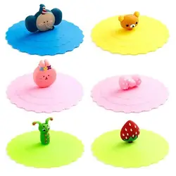 3 Pcs Silicone Drink Cup Lids 10cm Creative Round Mug Cover Reusable Anti Dust Cup Covers Cartoon Coffee Mug Lid