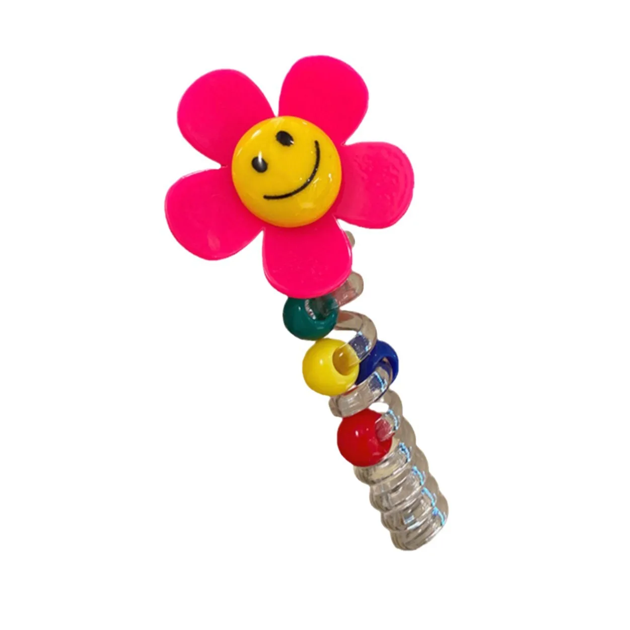 4PCS Sweet Spring and Summer Sunflower Bubble Braided Hair Artifact Tie ponytail Candy Color Telephone Wire Hair Loop Hair Rope image 5